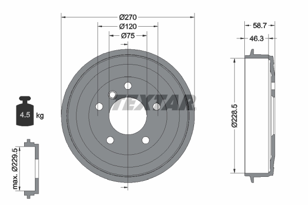 TEXTAR 94012500 Bremstrommel