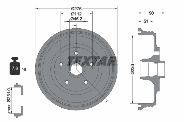 TEXTAR 94012700 Bremstrommel
