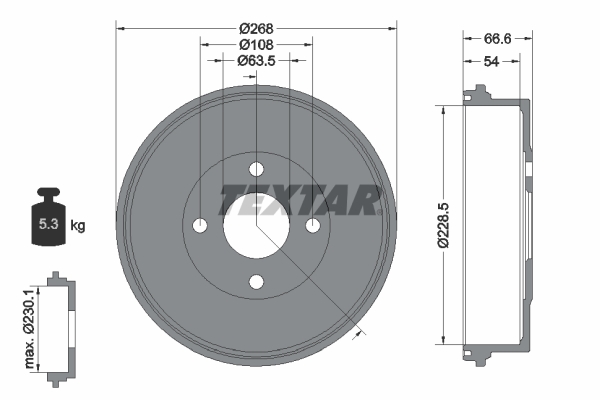TEXTAR 94013100 Bremstrommel