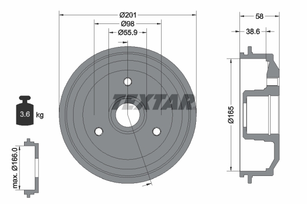 TEXTAR 94014100 Bremstrommel