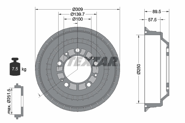 TEXTAR 94015700 Bremstrommel