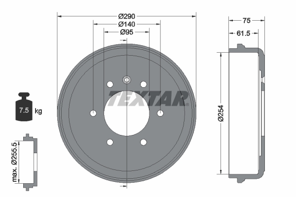 TEXTAR 94016800 Bremstrommel