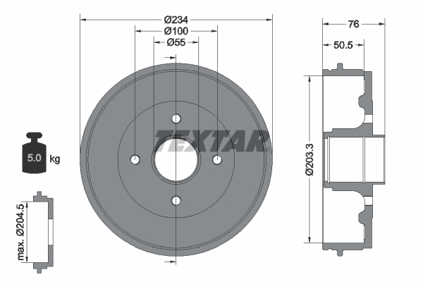 TEXTAR 94017000 Bremstrommel