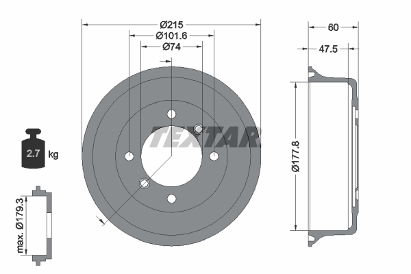 TEXTAR 94017100 Bremstrommel
