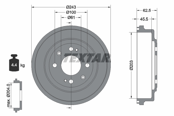 TEXTAR 94017600 Bremstrommel