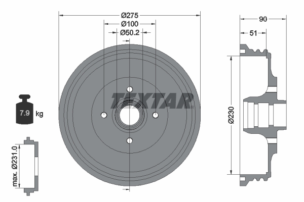 TEXTAR 94018900 Bremstrommel