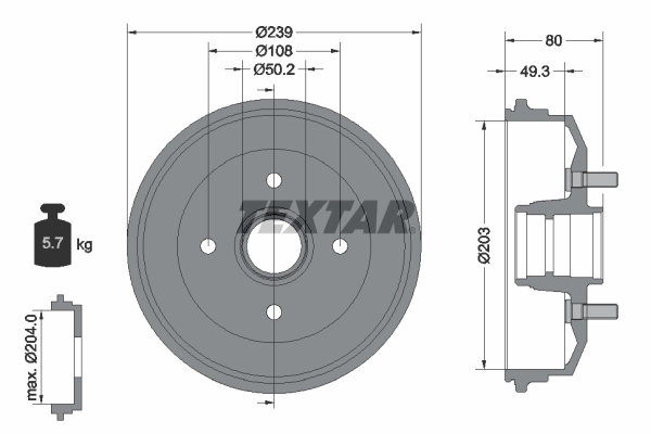 TEXTAR 94019000 Bremstrommel