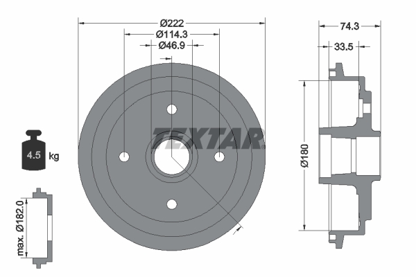 TEXTAR 94019300 Bremstrommel