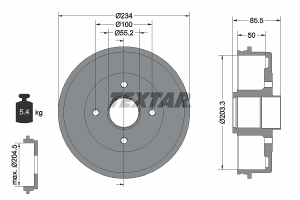 TEXTAR 94019600 Bremstrommel
