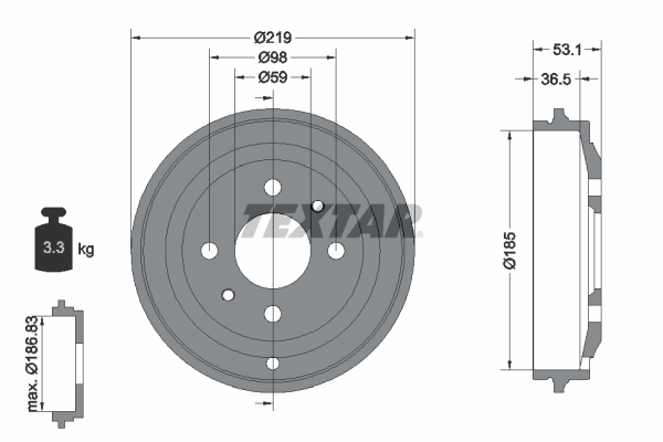 TEXTAR 94020000 Bremstrommel