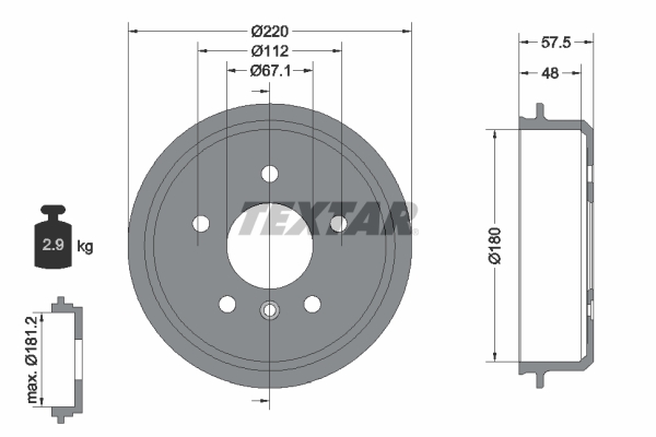 TEXTAR 94020200 Bremstrommel