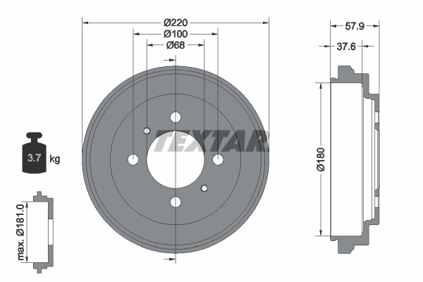 TEXTAR 94020900 Bremstrommel