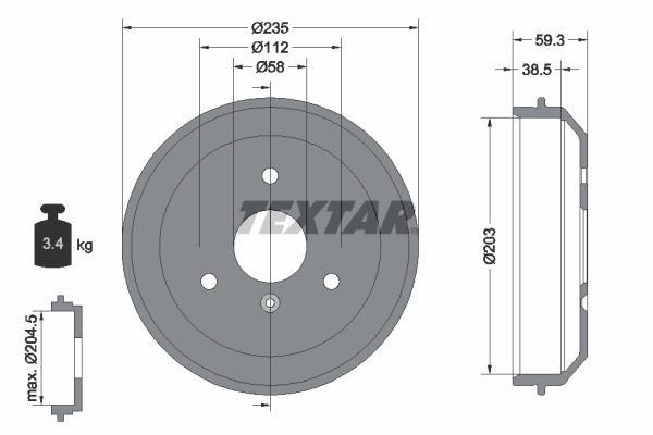 TEXTAR 94022400 Bremstrommel