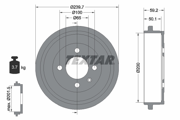 TEXTAR 94022800 Bremstrommel