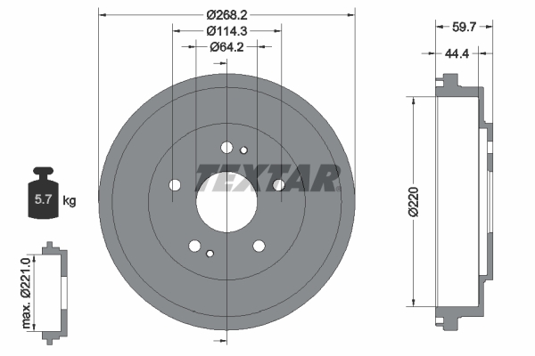 TEXTAR 94023000 Bremstrommel