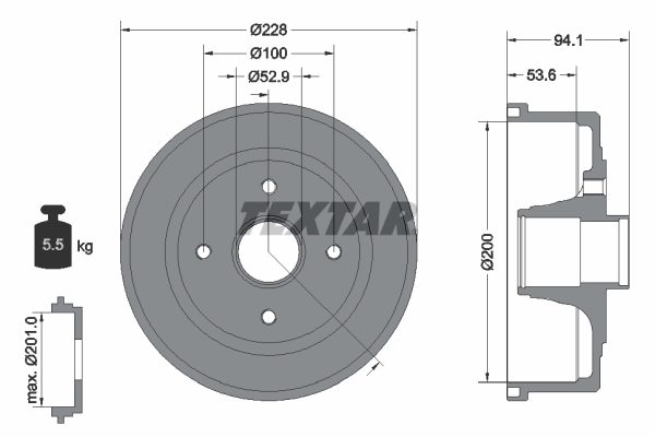 TEXTAR 94024200 Bremstrommel