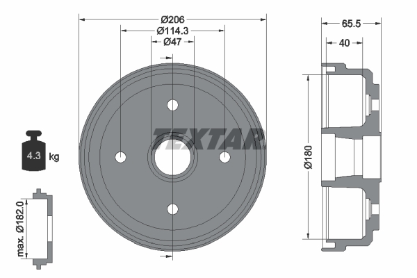 TEXTAR 94026000 Bremstrommel