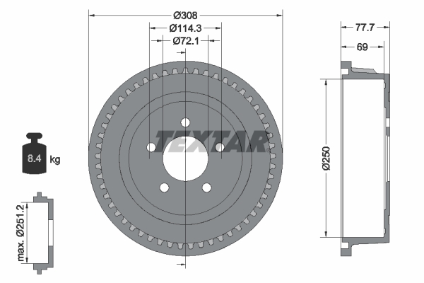 TEXTAR 94028100 Bremstrommel