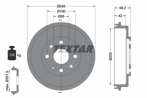 TEXTAR 94028500 Bremstrommel