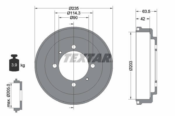 TEXTAR 94030000 Bremstrommel