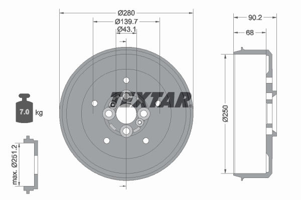 TEXTAR 94030600 Bremstrommel