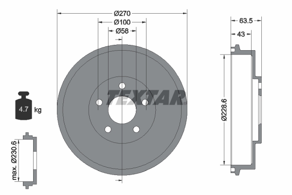 TEXTAR 94031000 Bremsetrommel