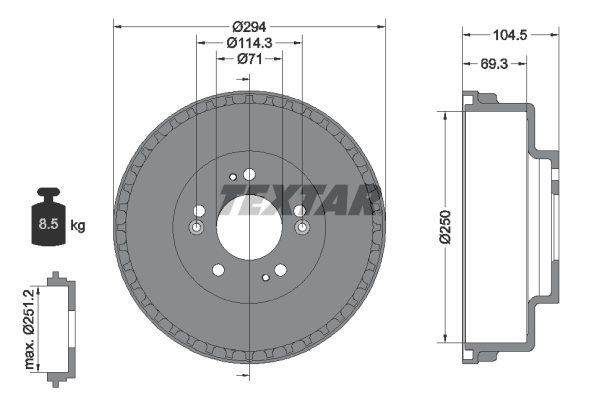 TEXTAR 94031600 Bremstrommel