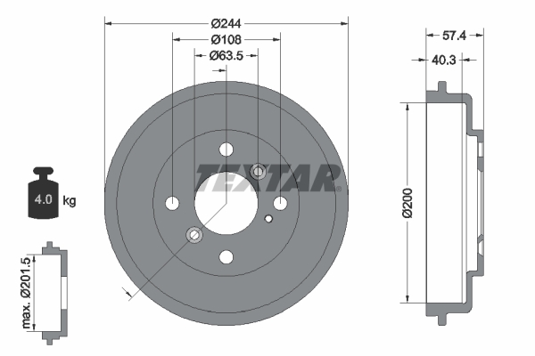 TEXTAR 94031900 Bremstrommel