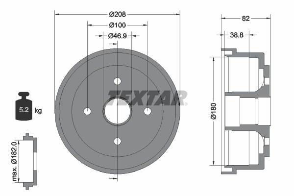 TEXTAR 94032400 Bremstrommel