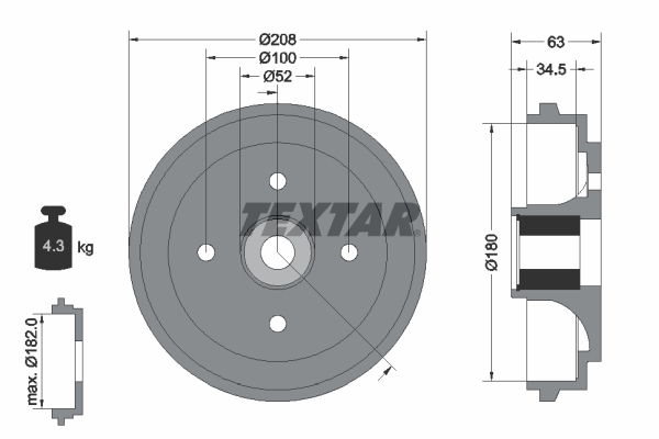 TEXTAR 94032500 Bremstrommel