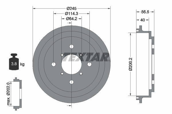 TEXTAR 94032600 Bremstrommel