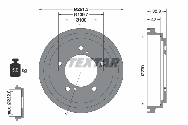 TEXTAR 94036600 Bremstrommel