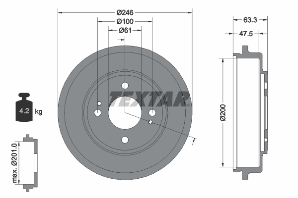 TEXTAR 94037100 Bremstrommel
