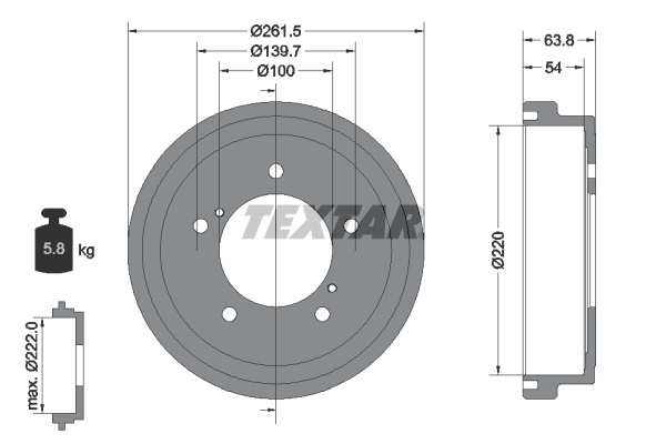 TEXTAR 94037800 Piduritrummel