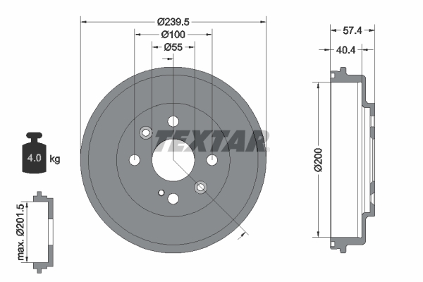 TEXTAR 94038400 Bremstrommel