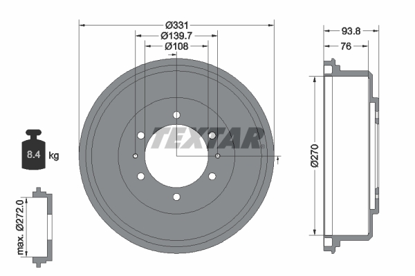 TEXTAR 94040400 Bremstrommel