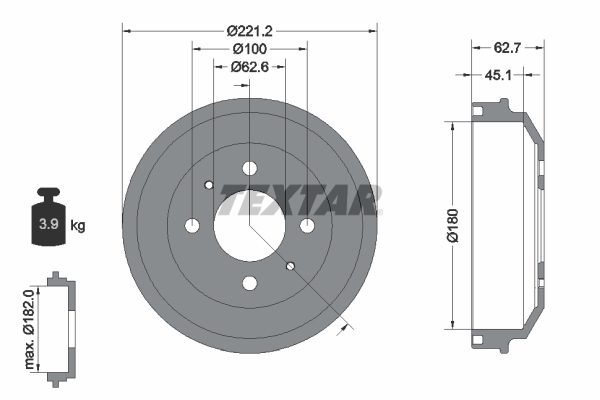 TEXTAR 94040600 Bremstrommel