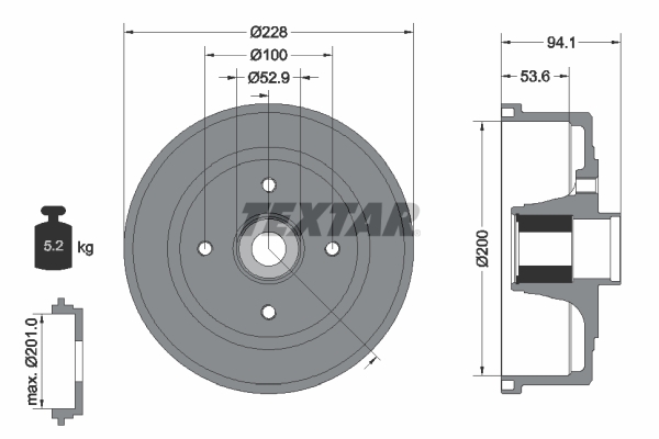 TEXTAR 94041100 Bremstrommel