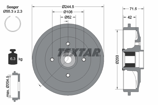 TEXTAR 94041200 Bremstrommel
