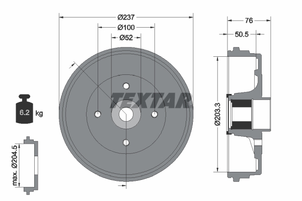 TEXTAR 94041400 Bremstrommel