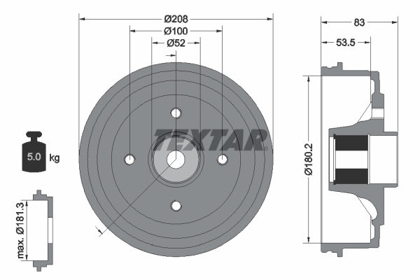 TEXTAR 94041700 Bremstrommel