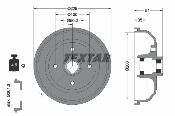 TEXTAR 94042300 Bremstrommel