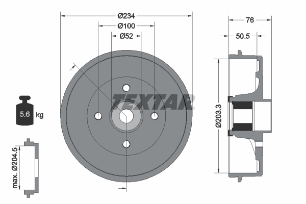 TEXTAR 94042400 Bremstrommel