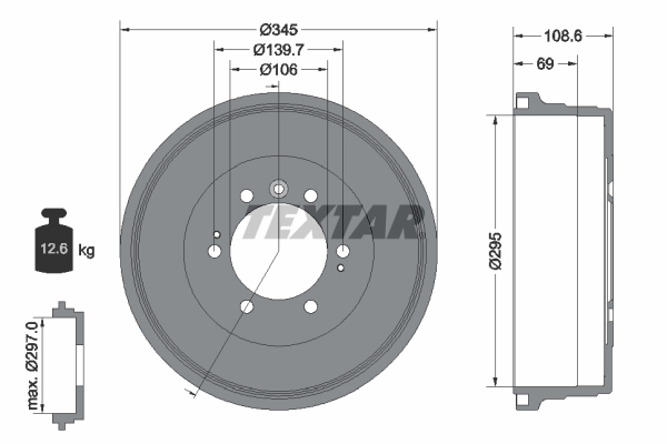 TEXTAR 94042900 Bremstrommel