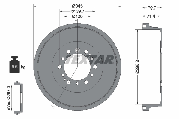 TEXTAR 94043400 Bremstrommel