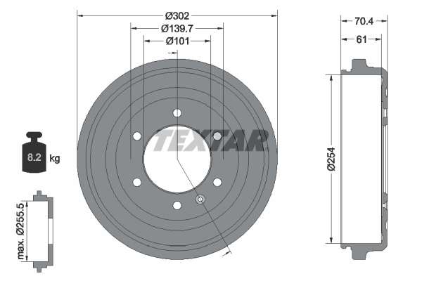 TEXTAR 94043600 Bremstrommel