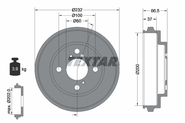 TEXTAR 94044300 Piduritrummel