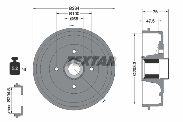 TEXTAR 94045800 Bremstrommel