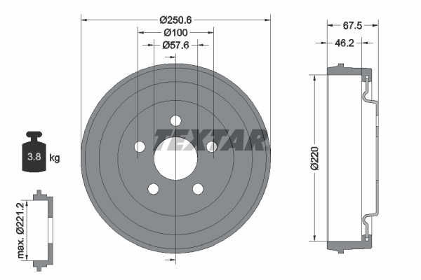 TEXTAR 94045900 Bremstrommel