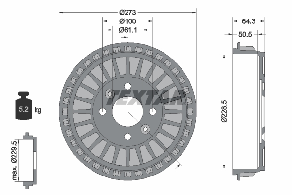 TEXTAR 94046100 Bremstrommel